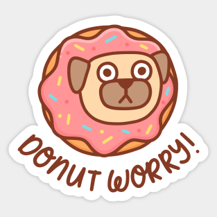 Pug dog Donut worry Sticker